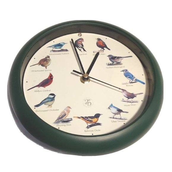 The Original Singing Bird Clock 25th Anniversary Edition Green 8.5" Tested VIDEO - Picture 4 of 17